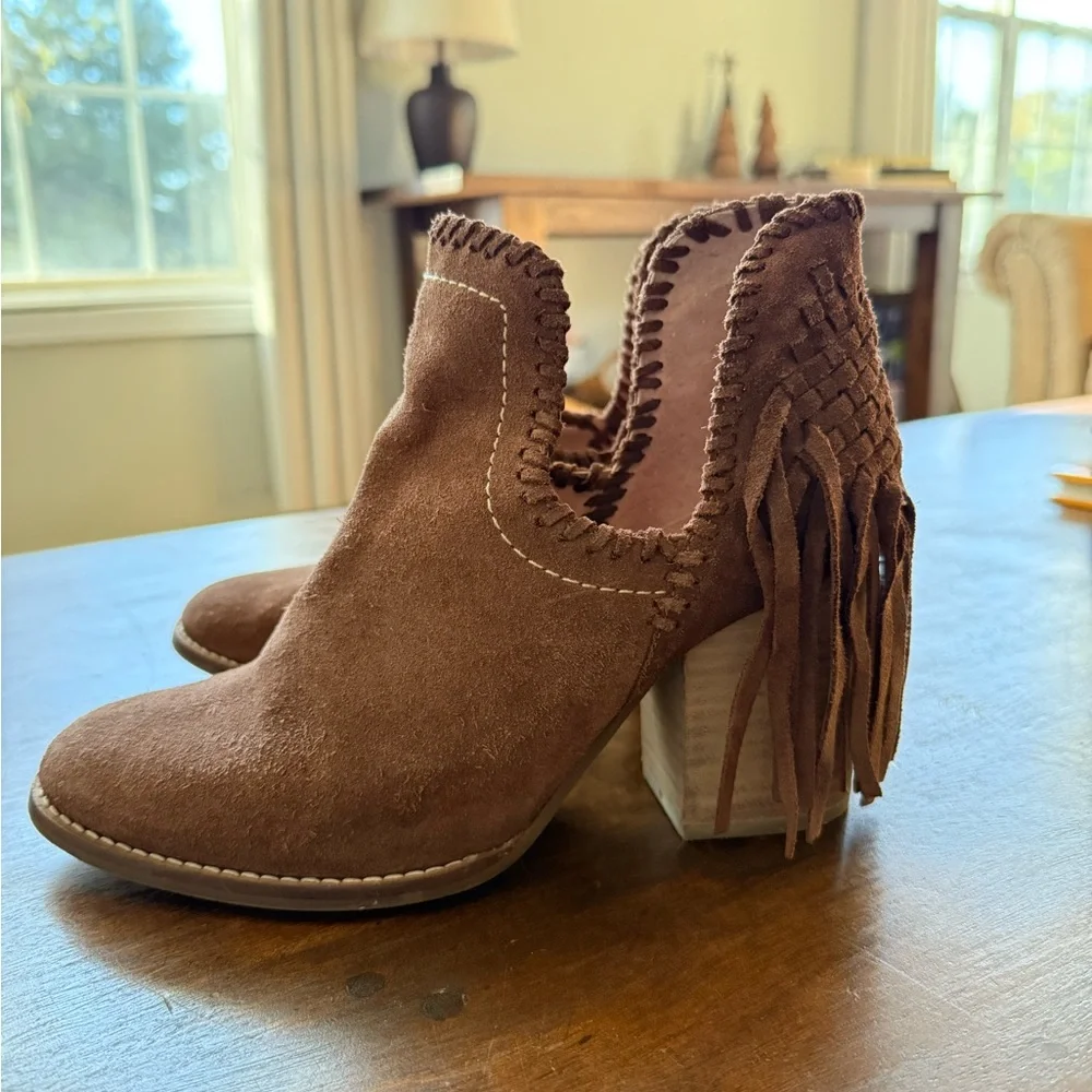 Fringe Suede Ankle Boots - Brown - Picture 3 of 6